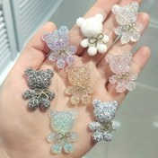 Resim 7 adet Işıl Işıl Rhinestone Ayı Tılsımları, Polyresin, Glitter ve Rhinestone Bağ ile, DIY Ayakkabılar, Telefon Kılıfları ve Saç Takanları Aksesuarları için 
