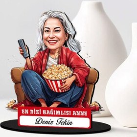 Resim Dizi Bağımlısı Anne Karikatürlü Biblo 