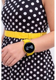 Resim 6-14 Yaş Sarı Renk Unisex Çocuk Kadın Led Dijital Kol Saati Sarı Silikon Kordonlu Şık Spor Saat Sarı 