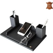Resim Tabac 362-11 Hakiki Deri Masa Üstü Telefon ve Gözlük Tutucu Si... 