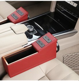 Resim Lemestar Koltuk Aralığı Çöplükleri, Usb Şarjlı Bardak Tutuculu, Deri Araba Depolama Kutusu - Bordo Yolcu Tarafı 