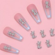 Resim 10 adet Noel Vintage Kedi Şekilli Tırnak Sanatı Şansları Rhinestones ile, Tırnak Sanatı Süslemeleri için Tırnak Sanatı Aksesuarları, Kadınlar ve Kızlar için Tırnak Sanatı Malzemeleri 