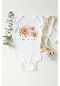 Resim Tuğbababy Baby Sunflower Uzun Kol Çıtçıtlı Bebek Body Kız Erkek Beyaz 