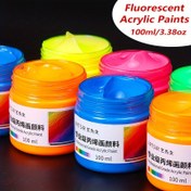 Resim Floresan Akrilik Boyalar - 100ml / 3.38oz Şişeler - Sanatçılar, Başlangıç Seviyesi ve Hobici Boyacılar İçin Neon Renkler - Zararsız 