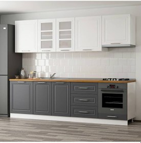 Resim Minar 270 Cm Mebran C Mutfak Dolabı Beyaz Antrasit 270-Mcba1 Beyaz 