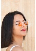 Resim ESRADA GEOMETRİK ŞEFFAF ÇERÇEVE TURUNCU CAM UNISEX GÜNEŞ GÖZLÜĞ 