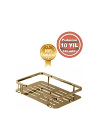 Resim Çelik Banyo Paslanmaz Pirinç Altın Gold Lidya Tekli 15x22 Cm Şampuanlık Süngerlik Banyo Rafı Gold 