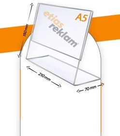 Resim Genel Markalar A5 L Tipi Yatay Masa Üstü 20'Li Paket / 2.8 Mm Şeffaf Pleksi Föylük / Broşürlük 