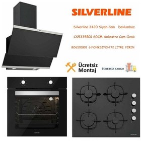 Resim Silverline BO6501B01 - CS5335B01 - 3420 Siyah Cam Ankastre Set 