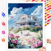 Resim 1 adet 30x40cm Plaj Evi Elmas Boyama Kiti, Tam Set Araçlar ile - Canlı Deniz Manzarası, Yuvarlak Elmaslar, Yağlı Tablo, Başlangıçlar ve Yetişkinler için İdeal, Anneler Günü için Mükemmel Hediye, Ev Dekorasyonu Sanatı, Plaj Evi Dekoru | Canlı Plaj Manzarası | Detaylı 