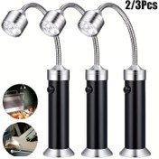 Resim 2/3 adet Manyetik LED Izgara Işıkları, Tutma Kolu LED El Fenerleri, Ayarlanabilir BBQ Izgara Işıkları, Izgara Aydınlatma Araçları, AAA Pil Dahil Değildir 