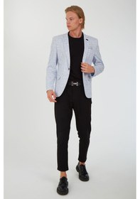 Resim Sposo 5106 Dar Kalıp Yarım Astarlı Beyaz Erkek Blazer Ceket Beyaz 