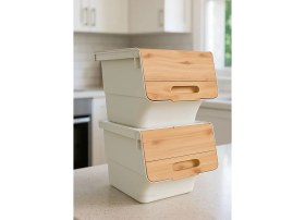 Resim Jet's Home 2'li Bambu Patates Soğan Sepeti Tekerlekli Kapaklı Havalandırmalı 24 Litre Sebzelik Organizer 