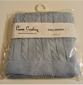 Resim Mavi Saç Örgülü Triko Battaniye 4478 Gri 