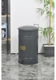 Resim Pedallı Metal Galvaniz Mutfak Banyo Kapaklı Çöp Kovası 30 Lt Ant 