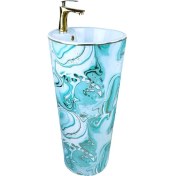 Resim Pure Concept Ebru Yeşil Altın Kolon Lavabo 