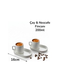 Resim 2 Kişilik Porselen Beyaz Çay Nescafe Fincanı 3483 Beyaz 