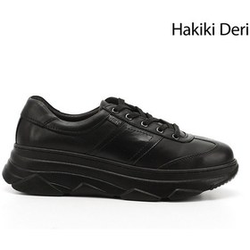 Resim Gönderi(R) Gönderi R Siyah Dolgu Taban Bağcıklı Hakiki Deri Sneaker Siyah 