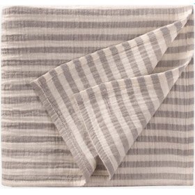 Resim Cigit Naturel Battaniye 90x100cm Vizon Kalın Çizgili Vizon 