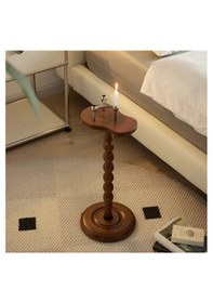 Resim Wood Wooden Ahşap Yan Sehpa Tekli Modern 50 Cm Ceviz Renk 