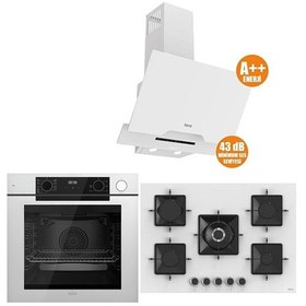 Resim Ferre QEP64CB + SS036 + D064SA Steam Plus 75 Serisi 3'Lü Cam Ankastre Set 