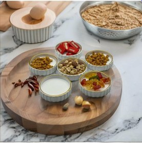 Resim 6 Adet Altın Yaldızlı Yuvarlak Tırtıklı Çerezlik Sosluk Reçellik 