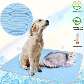 Resim Ekstra Büyük Soğutucu Evcil Hayvan Matı, Köpek Pedi, Kaygan Buzlu Lif Kumaşlı Evcil Hayvan Matı, Küçük, Orta ve Büyük Boy Evcil Hayvanlar İçin Uygun Yazlık Serinletici Ped 