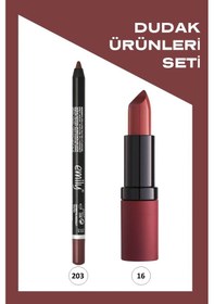 Resim Golden Rose Velvet Matte Lipstick 16 + Emily Dudak Kalemi 203 