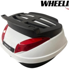 Resim WHEELIE XT63-W 42 Litre Motosiklet Arka Çanta Beyaz Su Geçirmez ABS Top Case Bagaj Üniversal 
