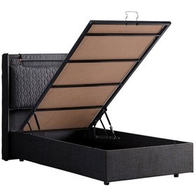 Resim Setaymobilya Baza, Zagreb Tek Kişilik Baza + Başlık + Comfort Yatak, Antrasit 