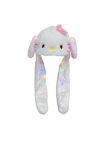 Resim Mj Toys Sanrio Kuromi Hello Kitty Şapka Kulakları Hareket Eden Şapka Işıklı Modlu Peluş Bere Şapka Beyaz 