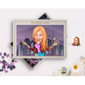 Resim Bk Gift Kişiye Özel Şarkı Söyleyen Kız Karikatürlü 1000 Parça Profesyonel Puzzle-1 