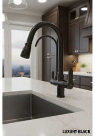 Resim 0650 Arıtmalı Spiralli Mutfak Bataryası Siyah Beyaz Krom Gold Renk Siyah 