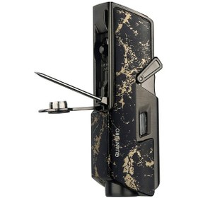 Resim Quantoro Tek Torch Pürmüz Delicili/iğneli Siyah Gold Desenli Metal Puro Çakmağı 