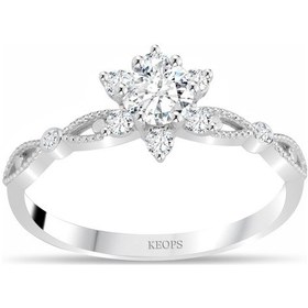 Resim Keops Pırlanta D Renk 0.55 Karat Pırlanta Lotus Çiçeği Tektaş Beyaz Altın 