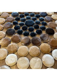 Resim Hoom Rugs Deri 001 Bej Kahve Siyah Yuvarlak Halı Kahve 