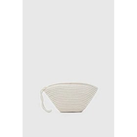 Resim Shule Bags Rome Handmade Hasır Clutch Çanta Krem 