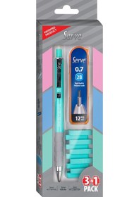 Resim Serve Steps Versatil Kalem 0.7 Mm + Min + Silgi 3'lü Set Nane Yeşili Çok Renkli 