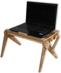 Resim Katlanabilir Ahşap Laptop Standı Sehpası Masası Notebook Standı Bilgisayar Yükselticisi 