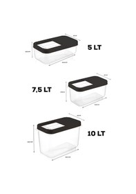 Resim Meleni Home Kayar Kapaklı Erzak Saklama Kabı 6'Lı 2 x (5 L - 7.5 L - 10 L) Çok Renkli 