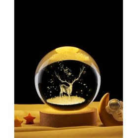 Resim Geyik Renk Değiştiren Işıklı Cam Küre 6cm 