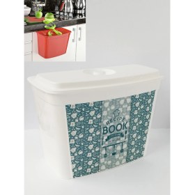 Resim Hobby Life Quick Askılı Kapaklı Çöp Kutusu Beyaz-Turkuaz 4 Lt 