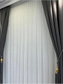 Resim Noktalı Desen Tül 1 3 Sık Pileli Boru Pile Kırışmaz Ütü İstemez Ağır Gramajlı,Beyaz 150 X 250 