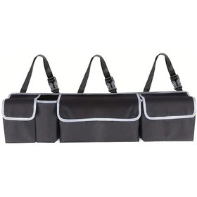 Resim Chuangyinshop 1088 Storage Bag Black Büyük Kapasiteli 600d Oxford Kumaş Oto Koltuğu Düzenleyici Çok Cepli 