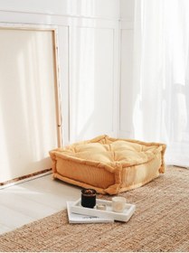 Resim Fitilli Kadife Bisküvi Minder Sarı 