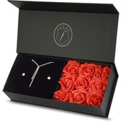 Resim Forentina Gümüş Kaplama Su Yolu Takı - Güllü Kutuda Hediye Set Ps2151 