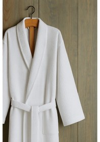 Resim Formeya Gofret Desen Beyaz Lüks Bornoz Çeyizlik Bornoz L/xl Beyaz 