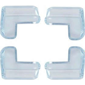 Resim 4'lü Silikon V Tipi Şeffaf Köşe Koruyucu-75 Şeffaf 