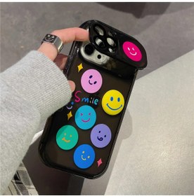 Resim pengraph design for idea Iphone 14 Pro Smile Emoji Desenli Açılır Lens Koruma Ayna Kapaklı Premium Silikon Kılıf 