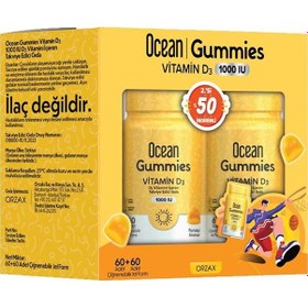 Resim Ocean Gummies Vitamin D3 60 Çiğneme Form 2 Li Paket 